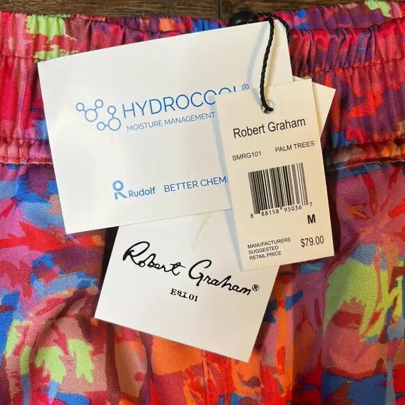 Robert Graham Palm Trees Swim‎ Trunks Lined 7” Board Shorts Men’s Medium NWT $79 - Picture 3 of 7